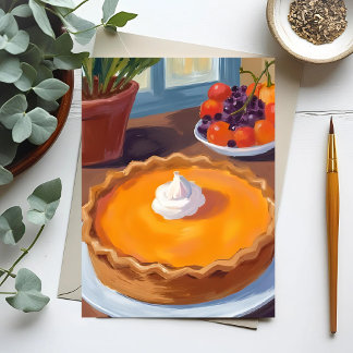Pumpkin Pie | Thanksgiving Watercolor Painting Holiday Card