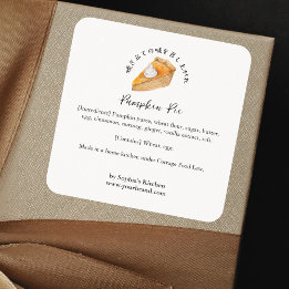Pumpkin Pie Watercolor Bakery Ingredient Product Square Sticker