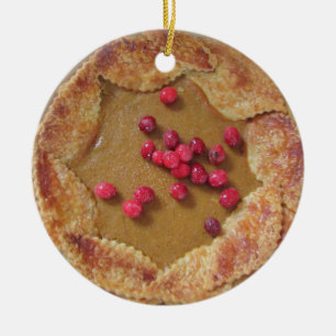 Pumpkin Pie with Cranberries Christmas Ceramic Tree Decoration