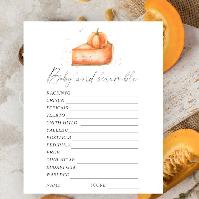 Pumpkin pie - Word scramble baby shower game (Creator Uploaded)
