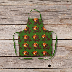 Pumpkin pies and chocolate leaves green apron