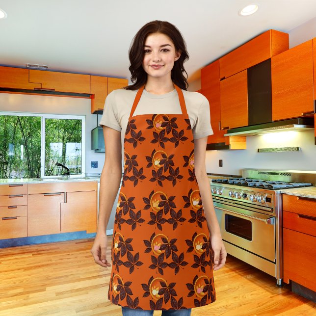 Pumpkin pies and chocolate leaves orange apron (Creator Uploaded)