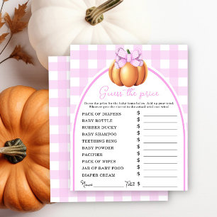 Pumpkin pink arch baby shower Price guess game