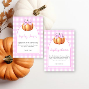 Pumpkin pink bow arch baby shower display shower Enclosure Card