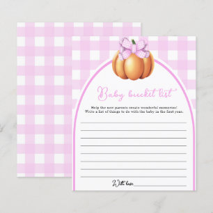 Pumpkin pink bow baby shower Baby bucket list