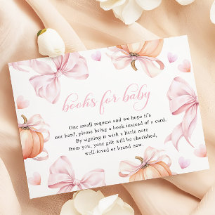 Pumpkin Pink Bow Baby Shower Books for Baby Enclosure Card