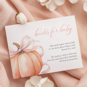 Pumpkin Pink Bow Baby Shower Books for Baby Enclosure Card