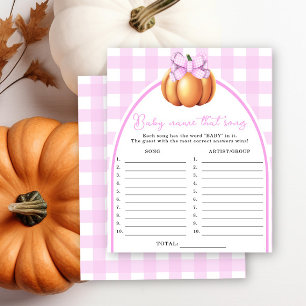 Pumpkin pink bow baby shower Name that song game