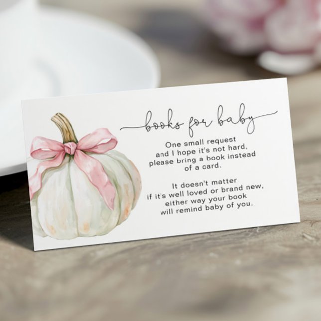 Pumpkin & Pink Bow Books for Baby Card  (Creator Uploaded)