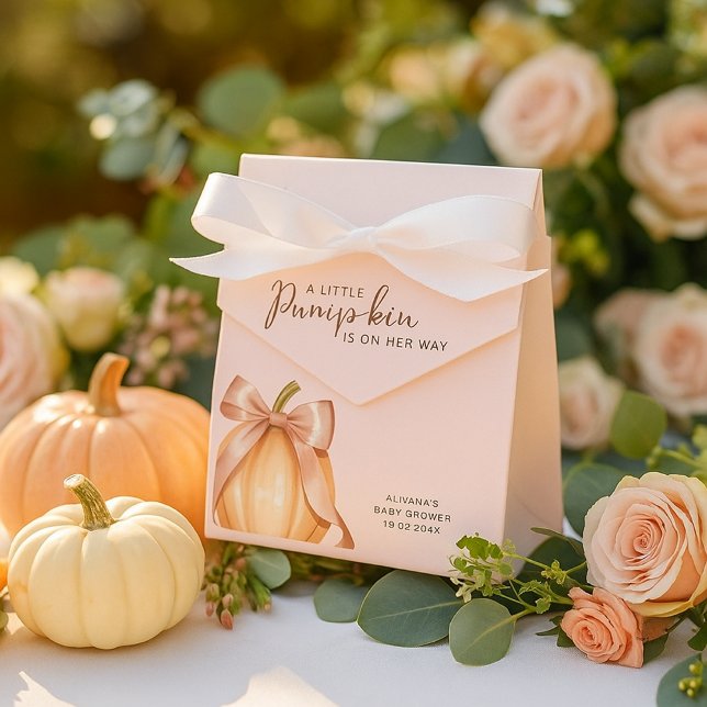 Pumpkin Pink Bow Watercolor Baby Shower Favour Box (Creator Uploaded)