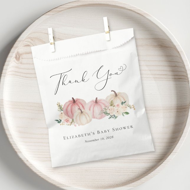 Pumpkin Pink Floral Baby Girl Shower Thank You Favour Bags (Creator Uploaded)
