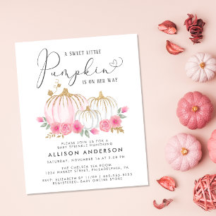 Pumpkin Pink Floral Baby Girl Sprinkle Invitation
