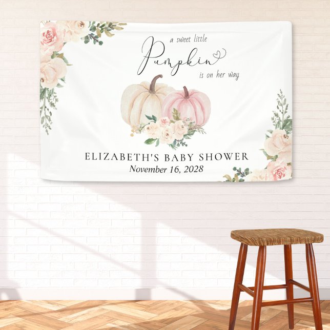 Pumpkin Pink Floral Baby Shower Welcome Banner (Creator Uploaded)
