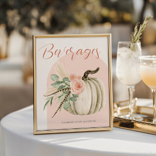 Pumpkin Pink Floral Beverage Table Sign