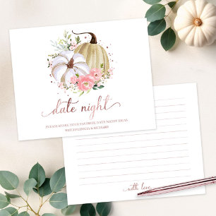 Pumpkin Pink Floral Bridal Shower Date Night Cards