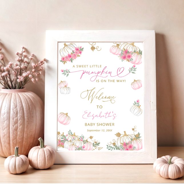 Pumpkin Pink Floral Elegant Cute Welcome Poster (Creator Uploaded)