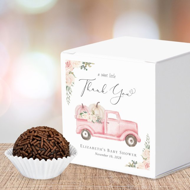 Pumpkin Pink Floral Truck Baby Shower Thank You Favour Box (Creator Uploaded)