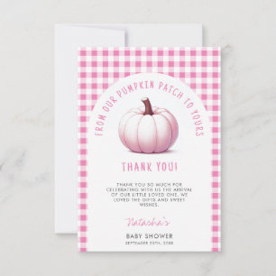 Pumpkin Pink Gingham Plaid Baby Girl Baby Shower Thank You Card