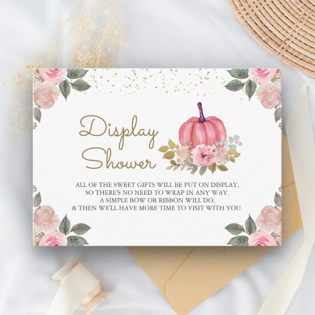 Pumpkin Pink Gold Floral Display Shower Enclosure Card (Creator Uploaded)