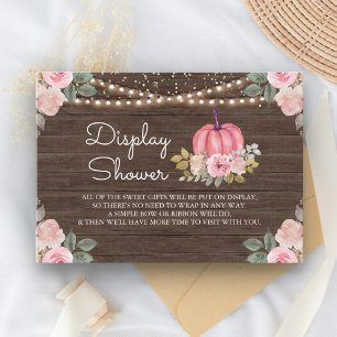 Pumpkin Pink Gold Floral Wood Display Shower Enclosure Card