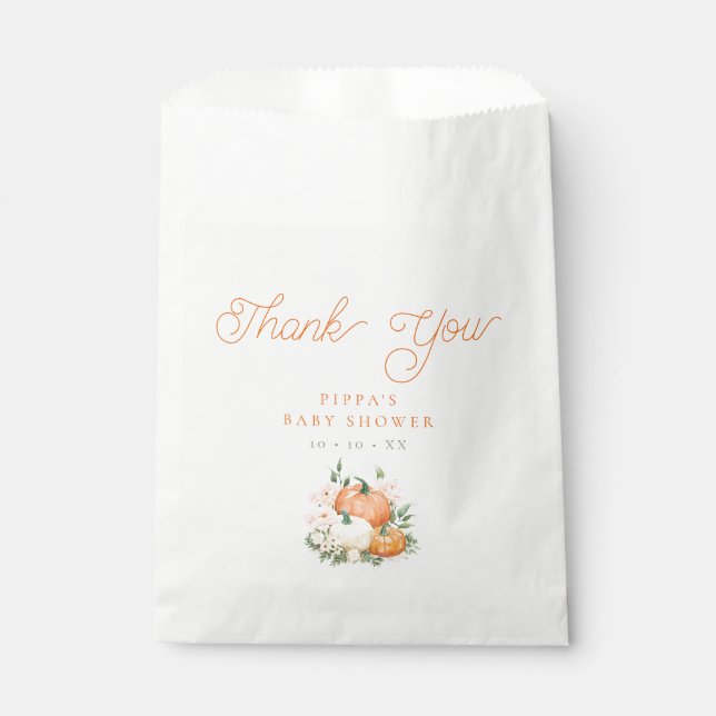 Pumpkin Pink & Orange Baby Shower Thank You Favour Bags (Front)