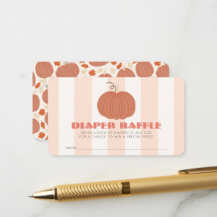 Pumpkin Pink Stripes Baby Diaper Raffle Ticket Enclosure Card