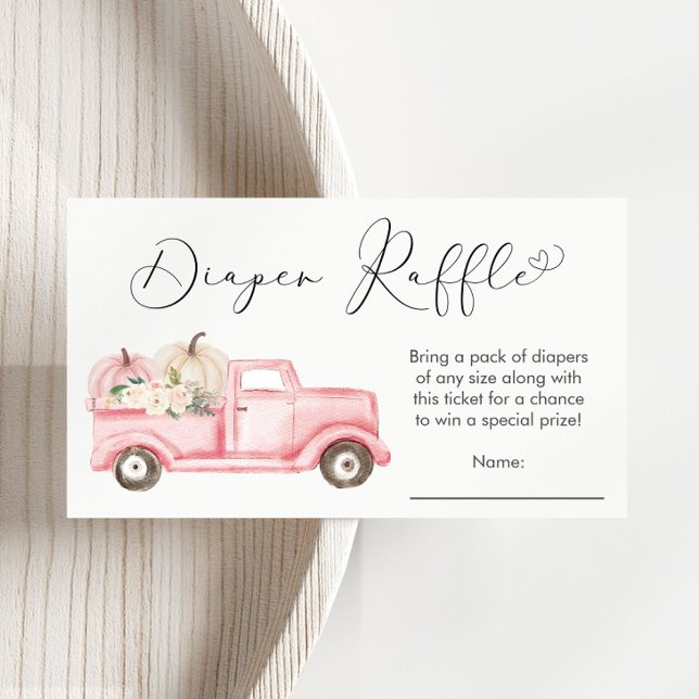 Pumpkin Pink Truck Baby Shower Diaper Raffle Enclosure Card (Creator Uploaded)
