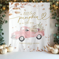 Pumpkin Pink Truck Fall Girl Baby Shower Backdrop