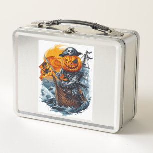 Pumpkin Pirate Adventure Metal Lunch Box