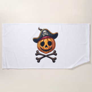 Pumpkin Pirate – Halloween Skull Shirt Beach Towel