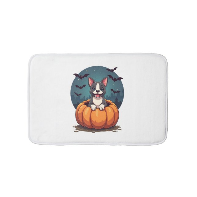 Pumpkin Pitbull Smile Bath Mat (Front)