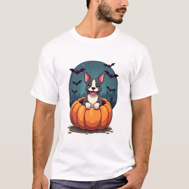 Pumpkin Pitbull Smile T-Shirt (Front)