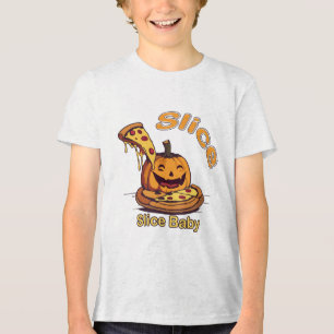 Pumpkin Pizza Party – Funny Halloween Food Design Tri-Blend Shirt