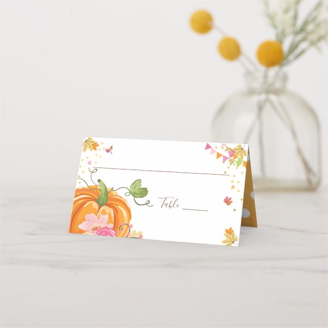 Pumpkin Place Card Autumn Fall Shower Birthday (Front)