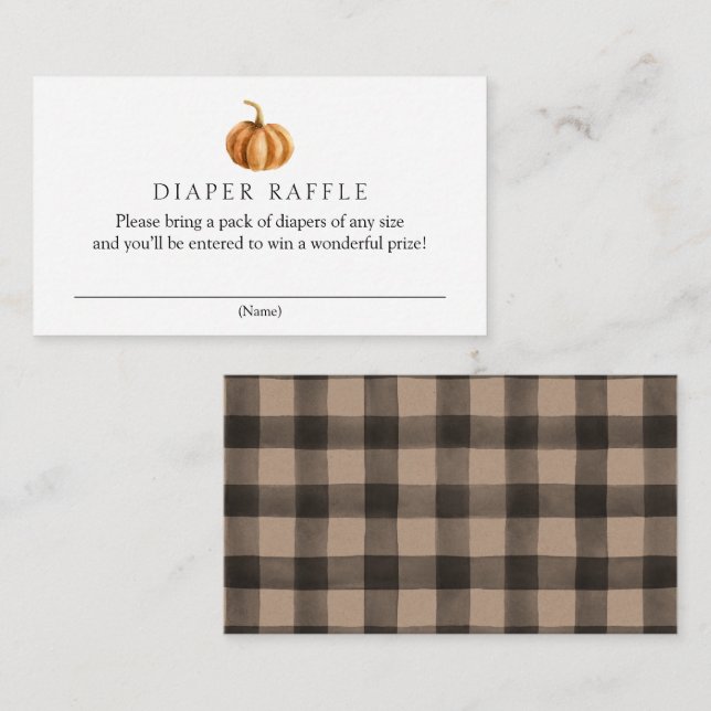 Pumpkin Plaid Diaper Raffle Enclosure Card (Front/Back)