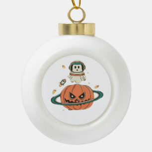 Pumpkin Planet Ceramic Ball Christmas Ornament