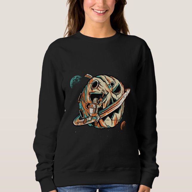 Pumpkin Planet Halloween Space Sweatshirt (Front)