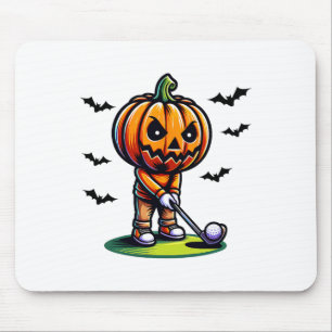 Pumpkin Playing Golf Halloween Sports Funny And Sp Mouse Pad