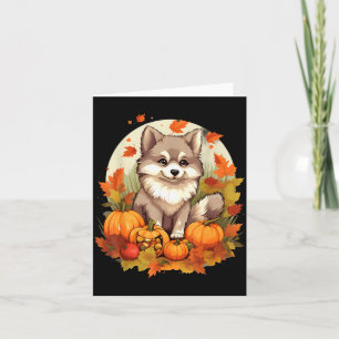 Pumpkin Pomsky Dog Halloween Thanksgiving Card