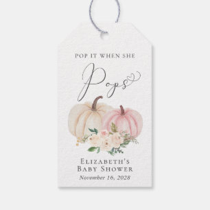 Pumpkin Pop It When She Pops Baby Girl Shower Gift Tags