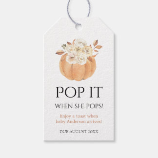 Pumpkin Pop it when she Pops Favour tag