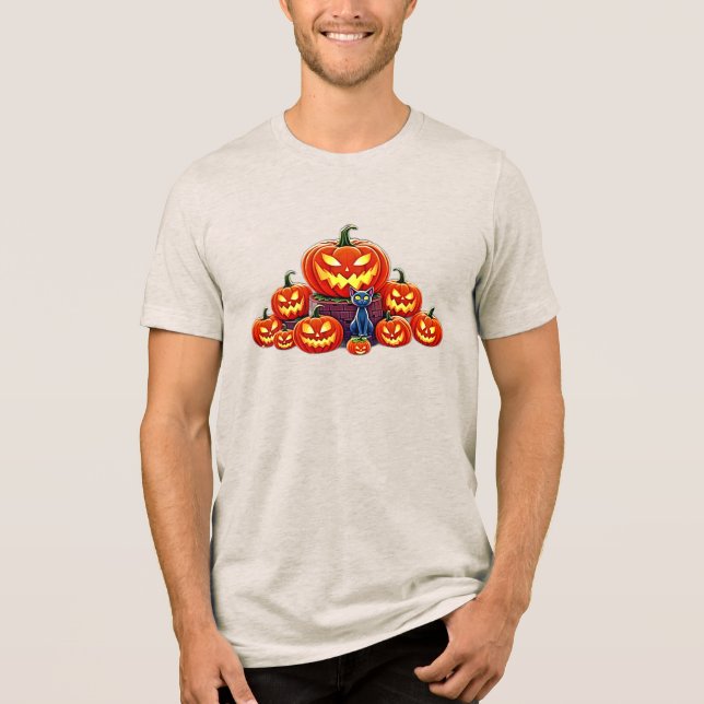 Pumpkin Power: Festive Frights Tri-Blend Shirt (Front)