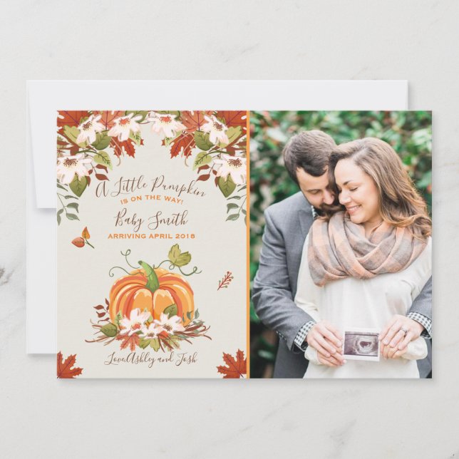 Pumpkin Pregnancy Announcement Autumn Fall Baby (Front)