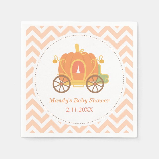Pumpkin Princess Carriage Baby Shower Supplies Napkin (Front)