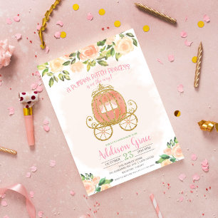 Pumpkin Princess Glitter Baby Shower Invitation