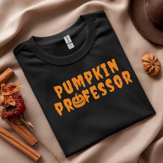 Pumpkin Professor orange typography T-Shirt (Creator Uploaded)