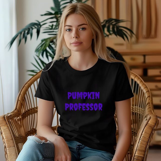 Pumpkin Professor purple teacher typography T-Shirt (Creator Uploaded)