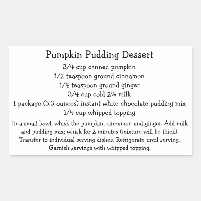 Pumpkin Pudding Dessert Stickers (Front)