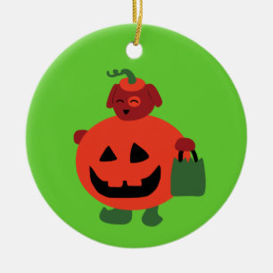 Pumpkin Puppy Ceramic Tree Decoration