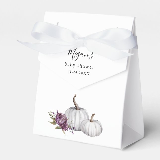 Pumpkin Purple Floral Baby Shower Favour Box (Front Side)